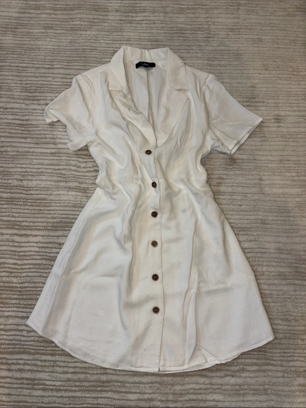 Lulu's White Button-Front Mini Dress - Picture 1 of 4